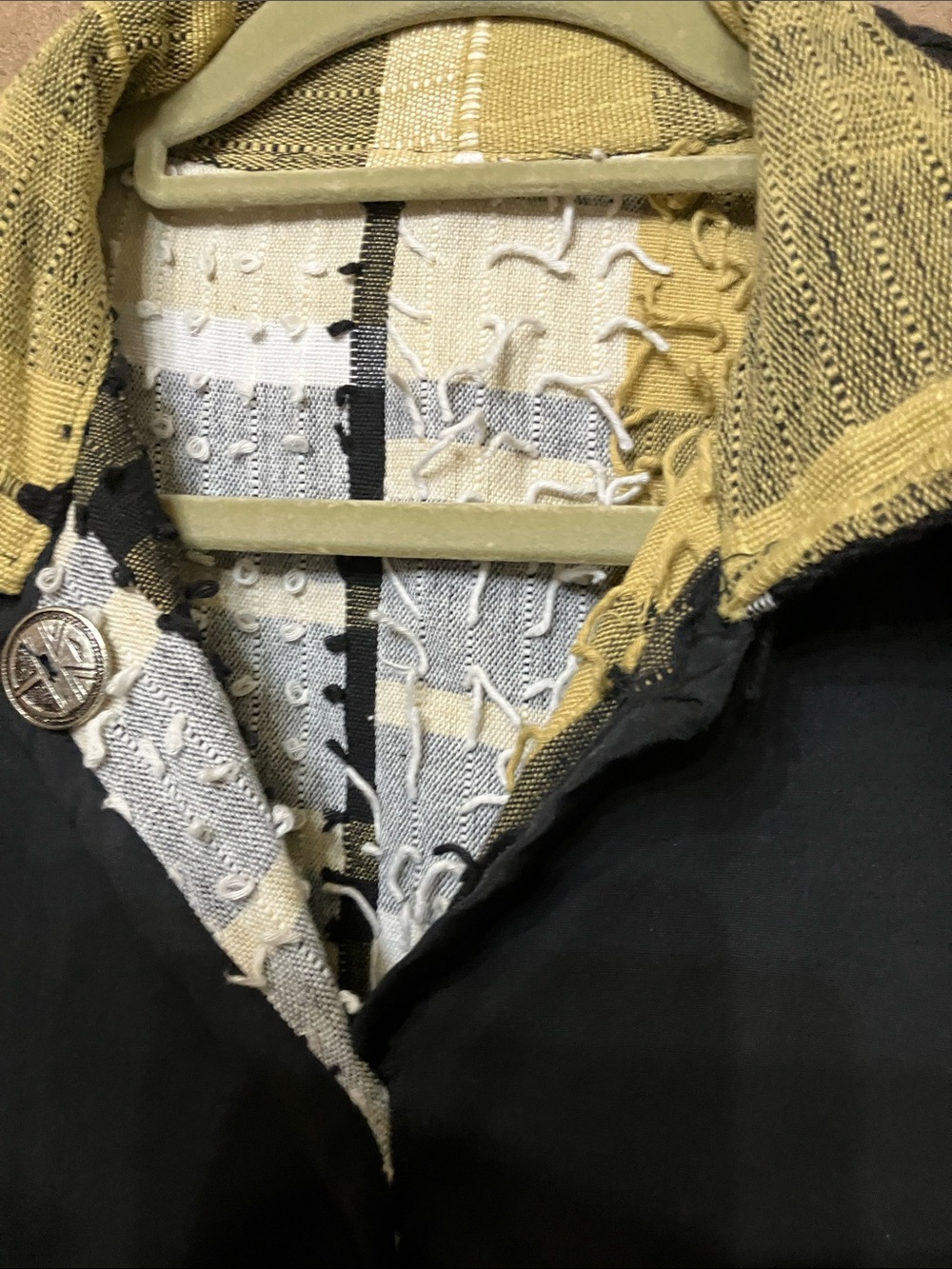 Textured Patchwork Blazer Jacket in Yellow, Black & White - Picture 8 of 9